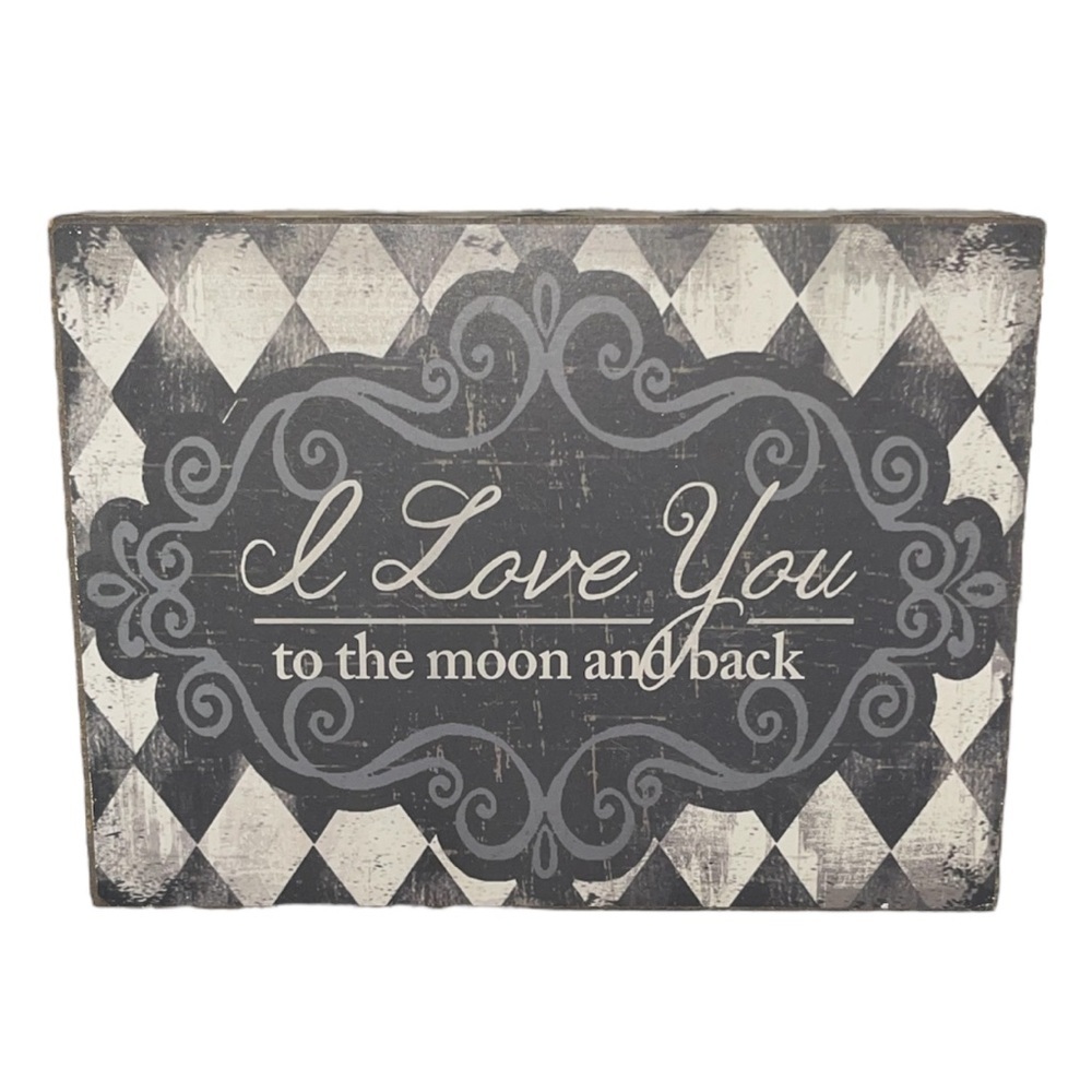 Hobby Lobby “I Love You to the Moon and Back” Decorative Wood Block Sign | 6”x8”